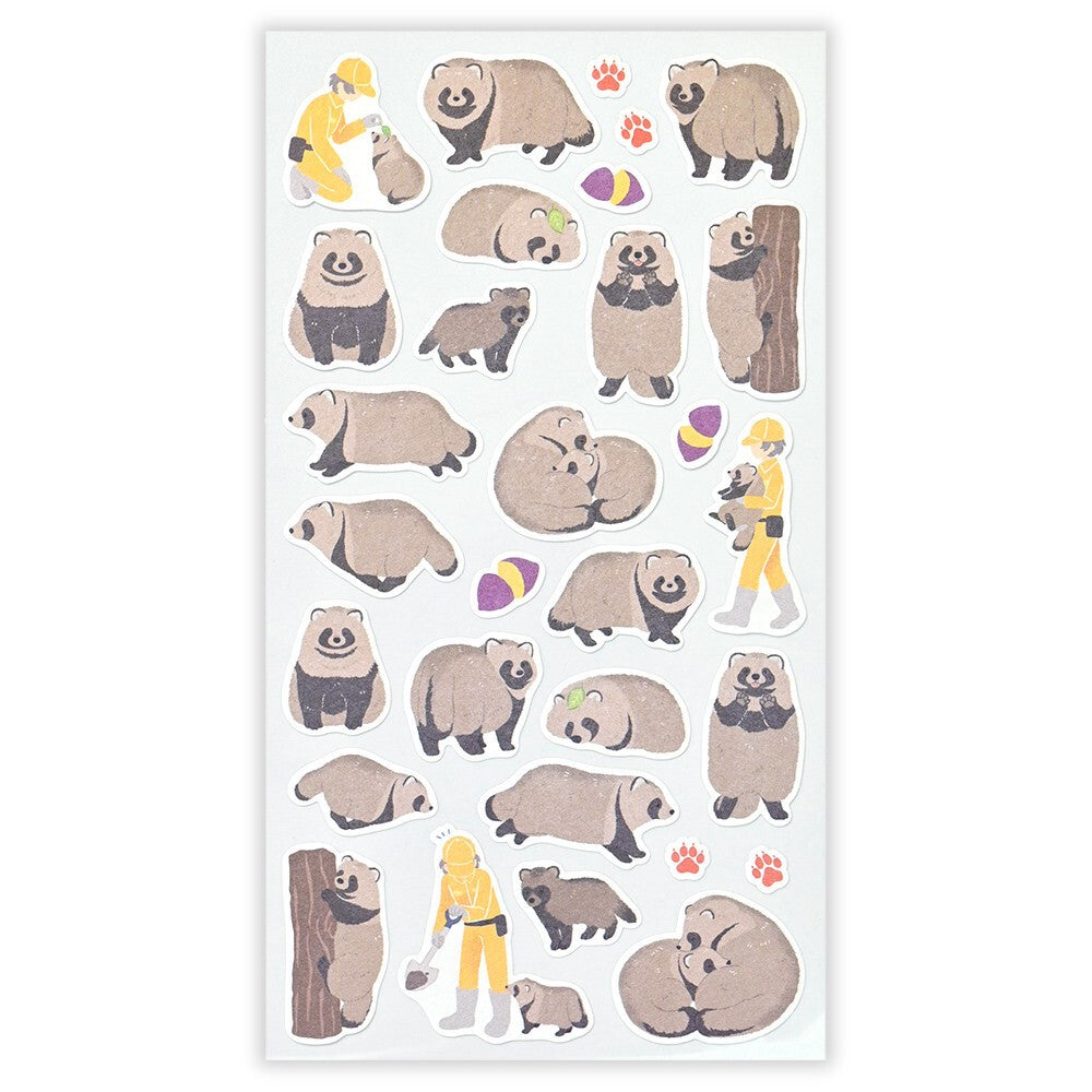 Tanuki Zoom In Animals Washi Sticker Sheet | NB Co