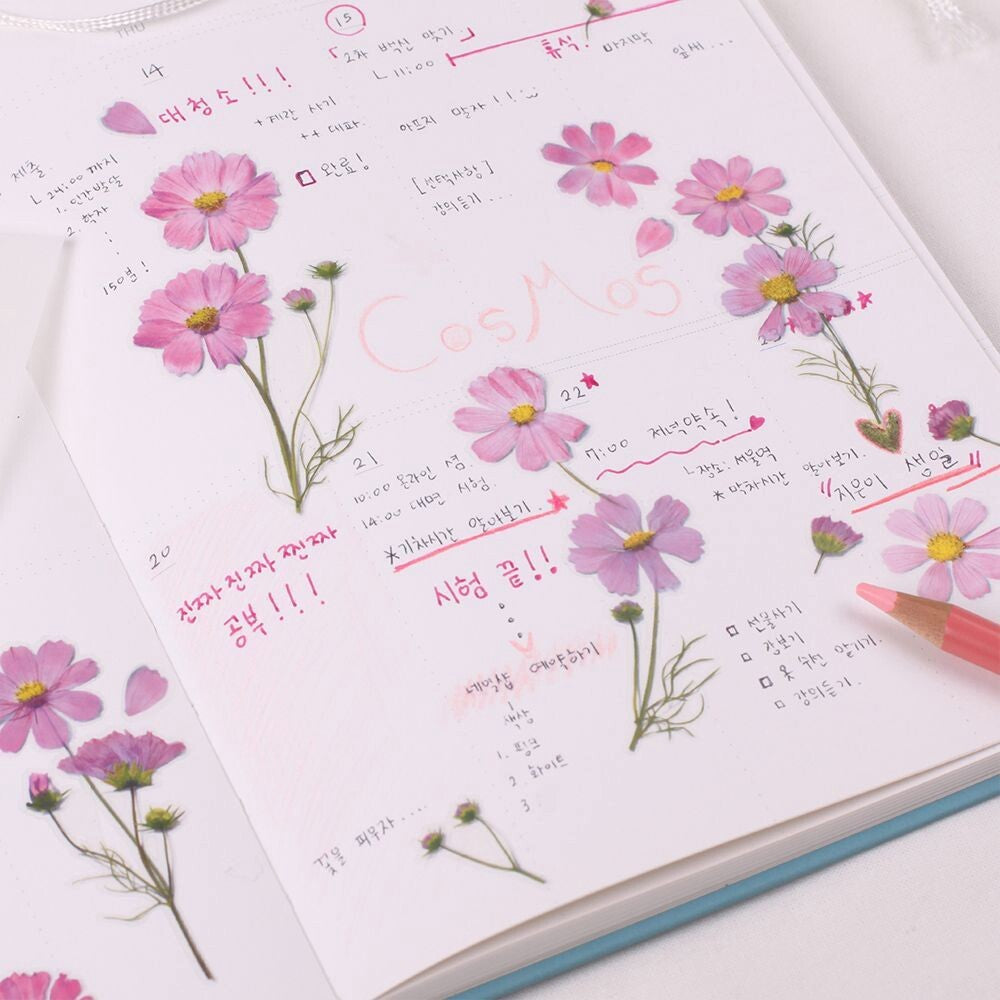 Cosmos Pressed Flower Stickers | Appree