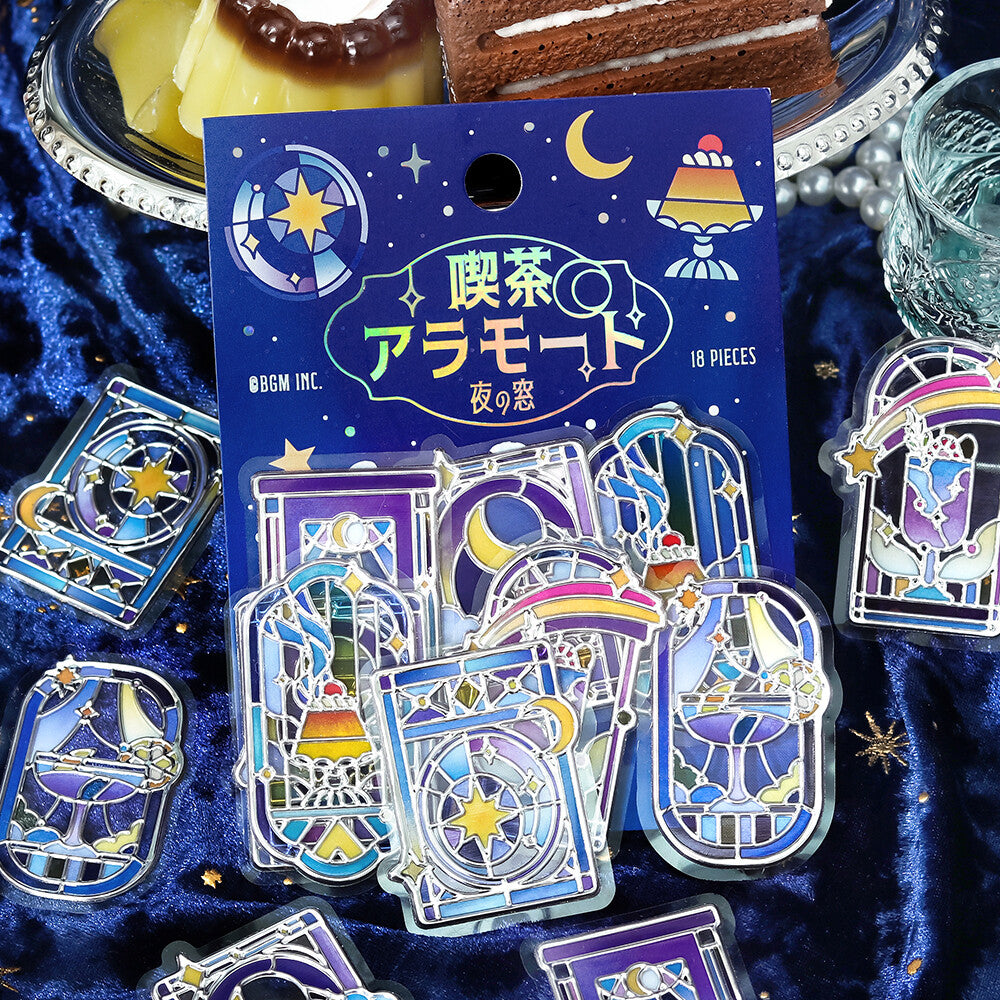 Night Window Cafe à la Mode Traveling Windows 3D Clear Stickers by BGM | Papertail Fox
