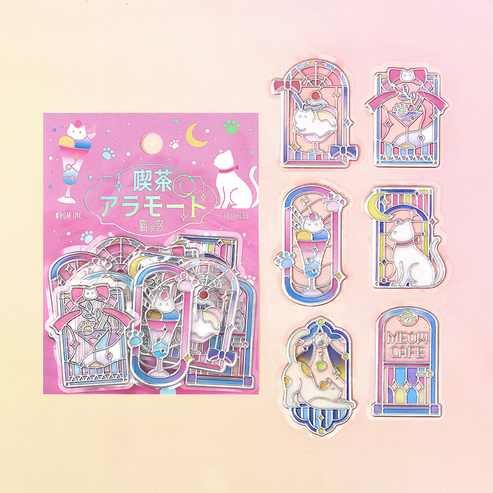 Cat Window Cafe à la Mode Traveling Windows 3D Clear Stickers by BGM | Papertail Fox