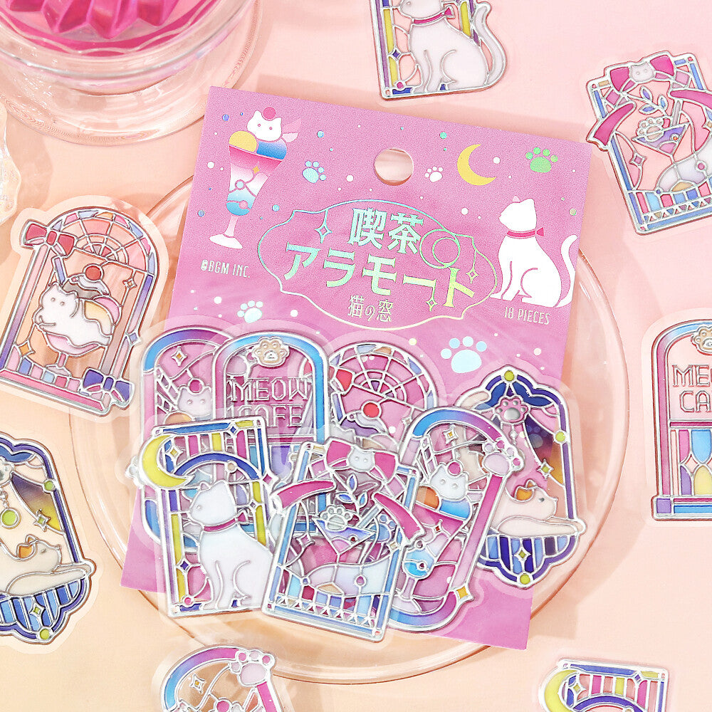 Cat Window Cafe à la Mode Traveling Windows 3D Clear Stickers by BGM | Papertail Fox