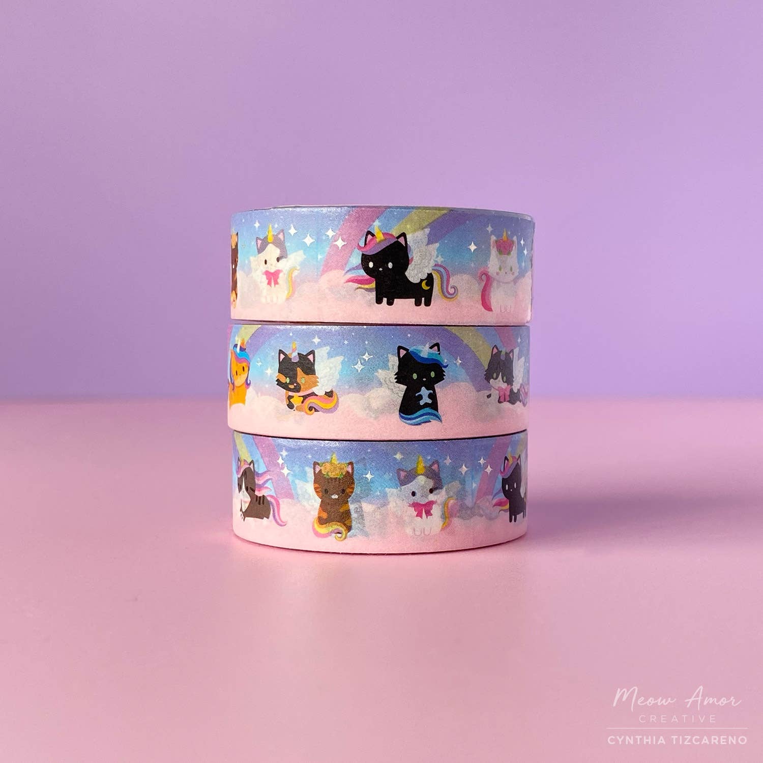 Unicorn Pegasus Cats Holo Foil Washi Tape by Meow Amor Creative | Papertail Fox