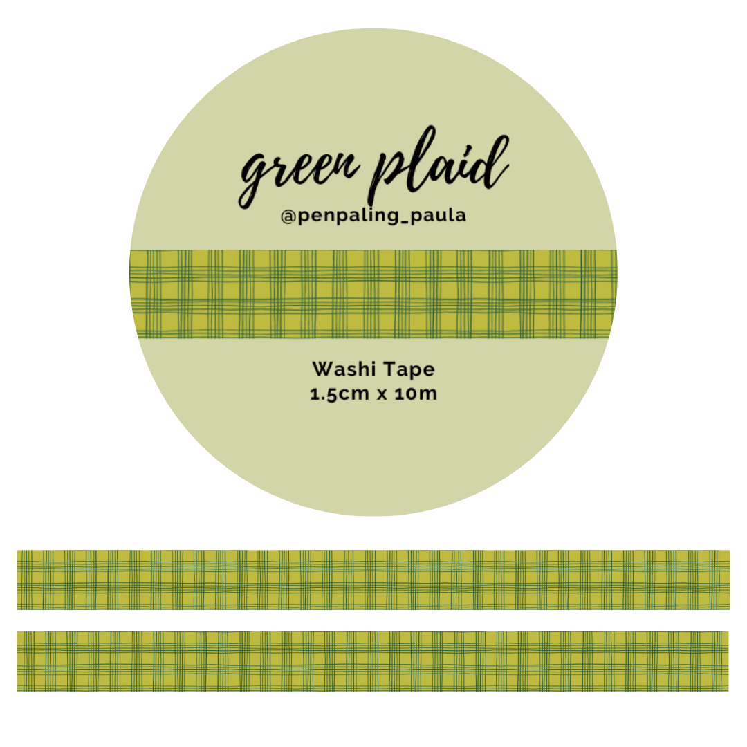 Green Plaid Washi Tape | Penpaling Paula