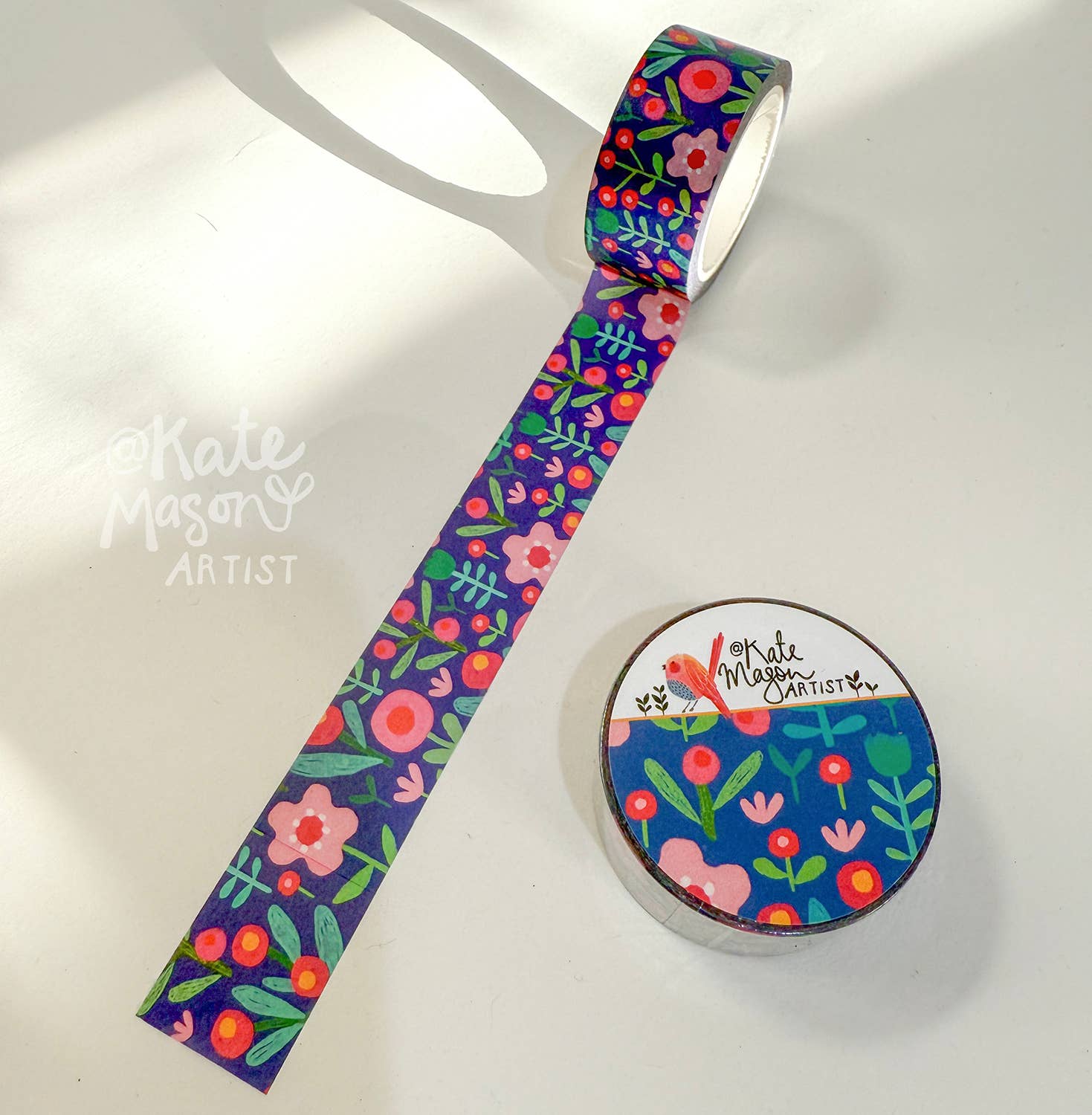 Scandi Floral Blue Washi Tape | Kate Mason Artist