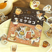 Welcome Meow Cat Cafe Flake Stickers - Calico Cat