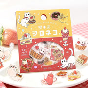 Welcome Meow Cat Cafe Flake Stickers - White Cat