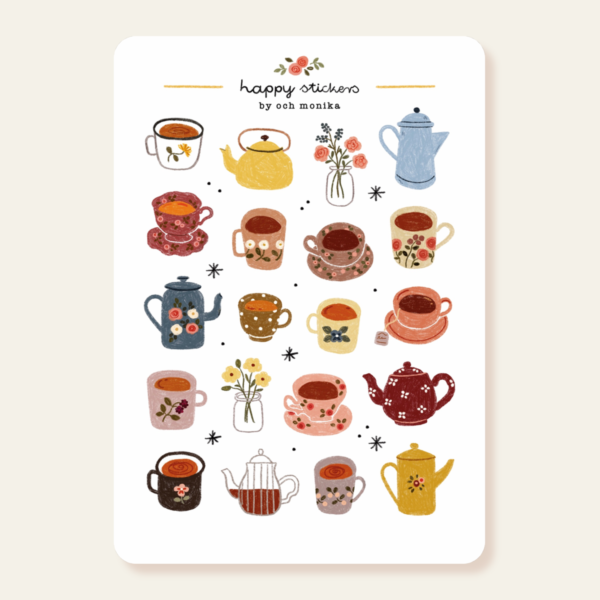 Little Teacups Sticker Sheet | Och Monika