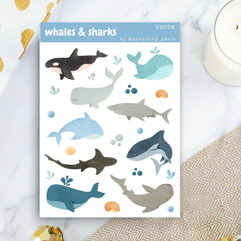 Whales & Sharks Sticker Sheet by Penpaling Paula | Papertail Fox