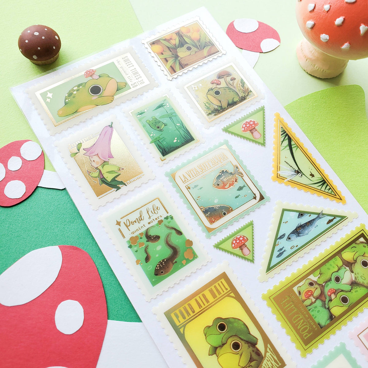 The Pond Life Stamps Sticker Sheet | Stickii