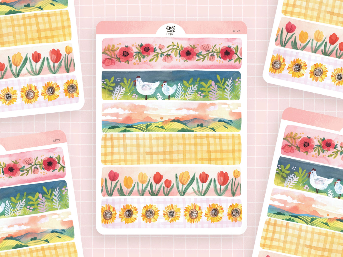 Spring Tape Strip Sticker Sheet | Wild Pencil Studio