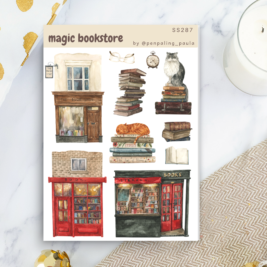 Magic Bookstore Sticker Sheet by Penpaling Paula | Papertail Fox