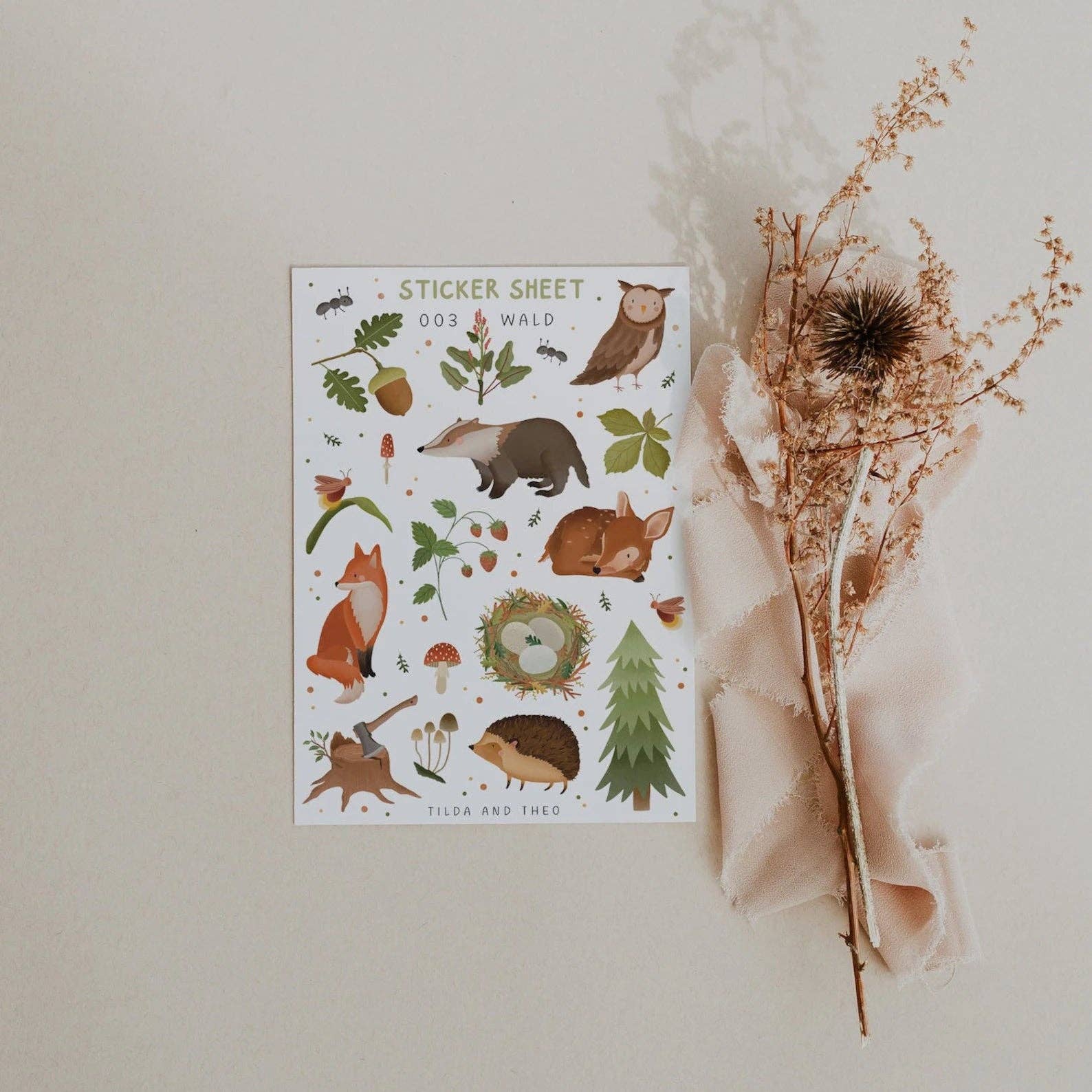 Forest Animals Sticker Sheet | Tilda & Theo