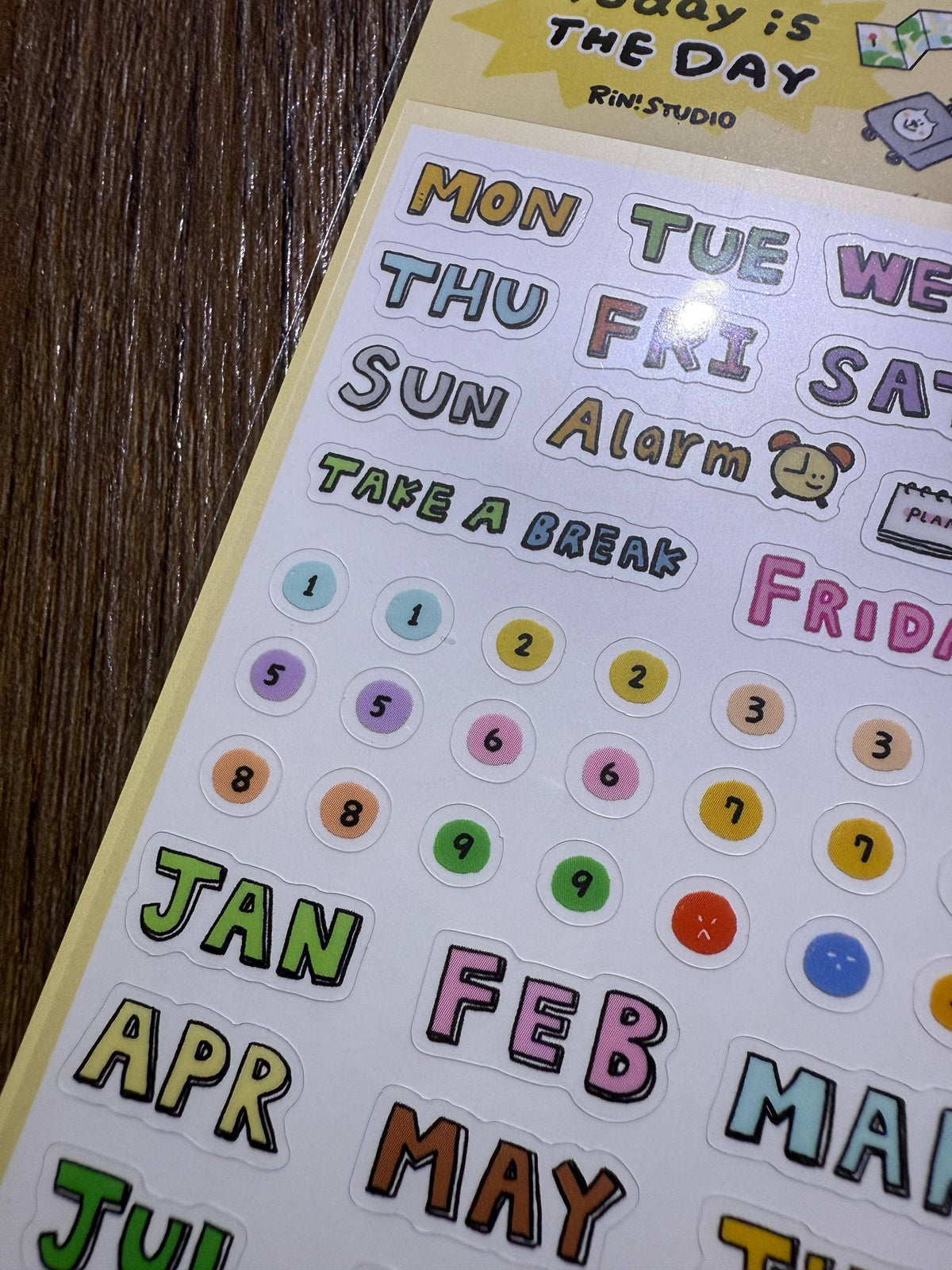 Kawaii PVC Stickers: Today is the day, Number Date Week sticker