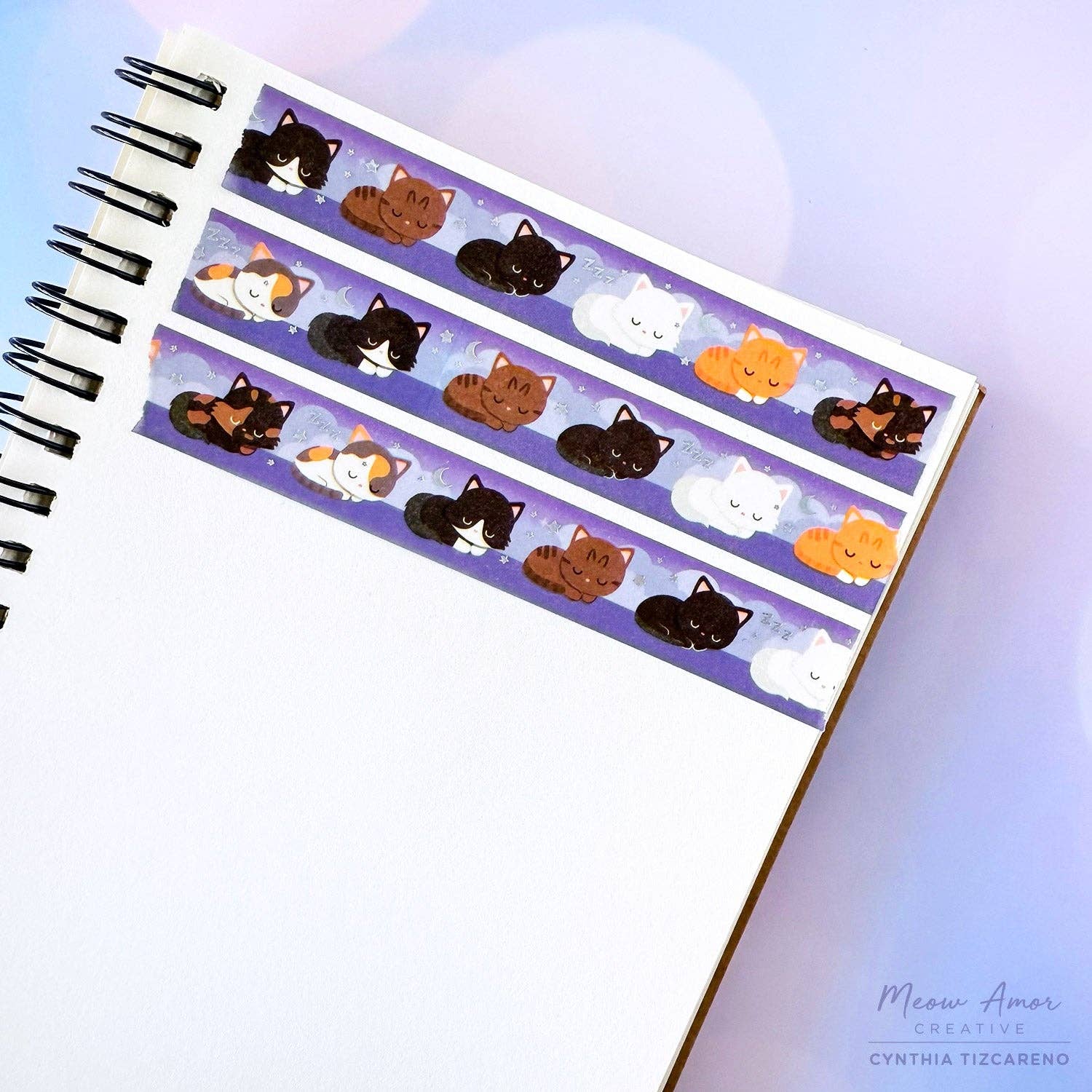 Sleepy Cats Holo Foil Washi Tape by Meow Amor Creative | Papertail Fox