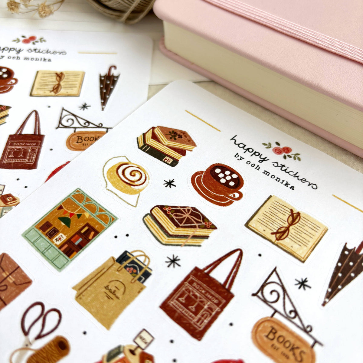 Rainy Bookshop Sticker Sheet | Och Monika