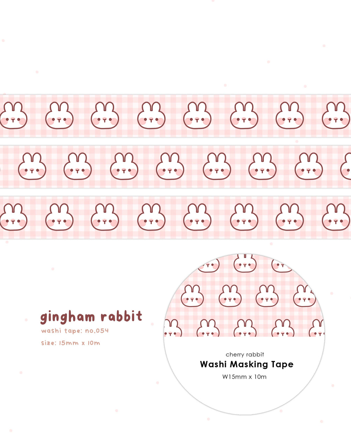 Gingham Rabbit Washi Tape by Cherry Rabbit | Papertail Fox