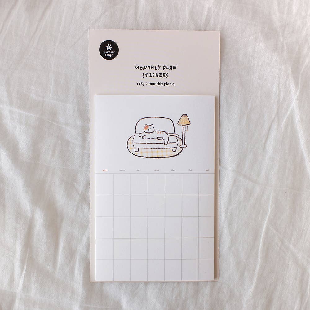 Cozy Cat Monthly Plan 12 Sheet Sticker Set by Suatelier