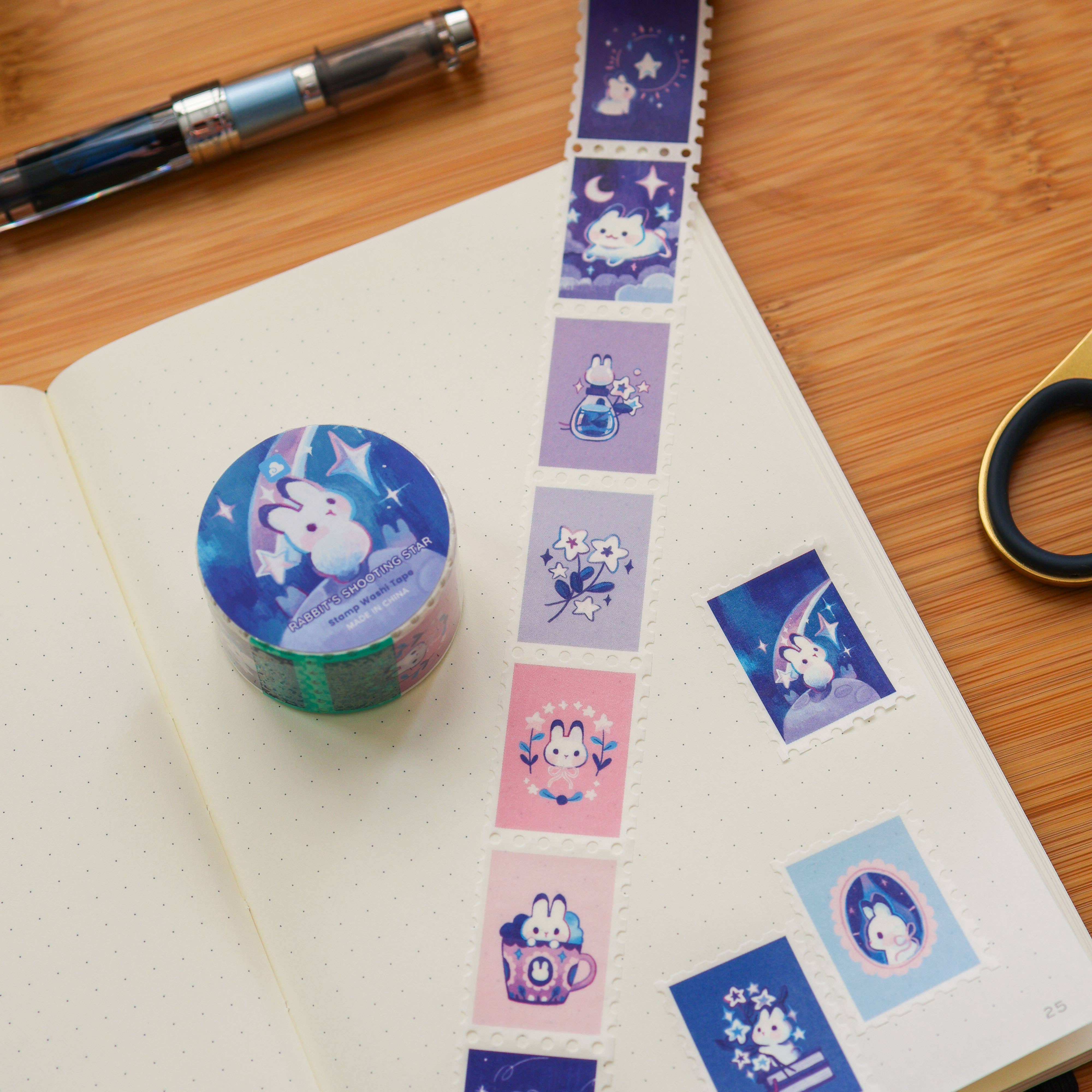 Thousand Skies Rabbit's Shooting Star Stamp Washi Tape - 25mm Animal Theme