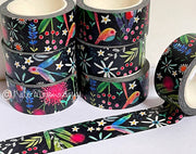 Spring Floral Black Washi Tape | Kate Mason Artist