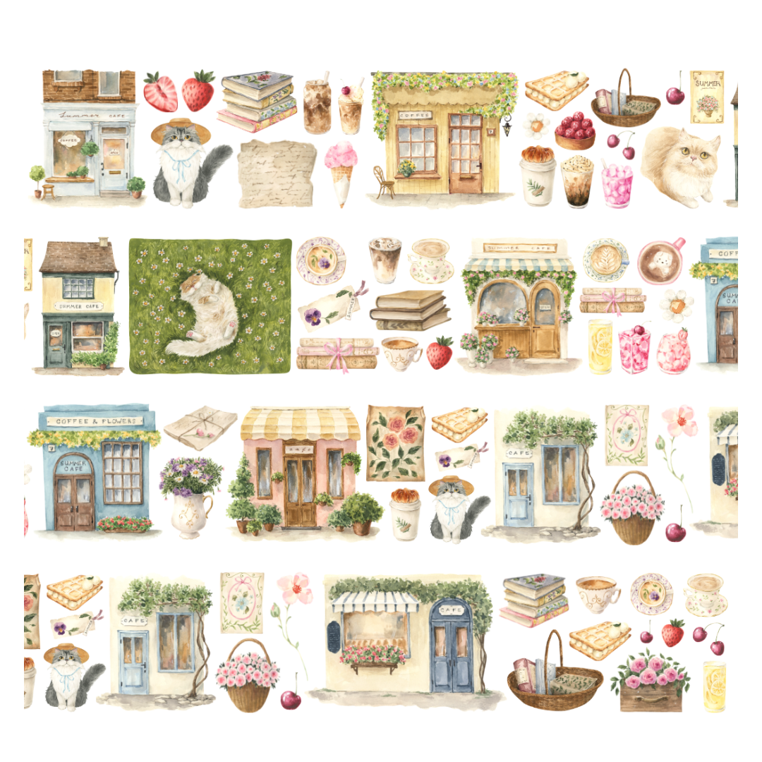 Summer Cafe Pre-Cut PET Tape | Penpaling Paula