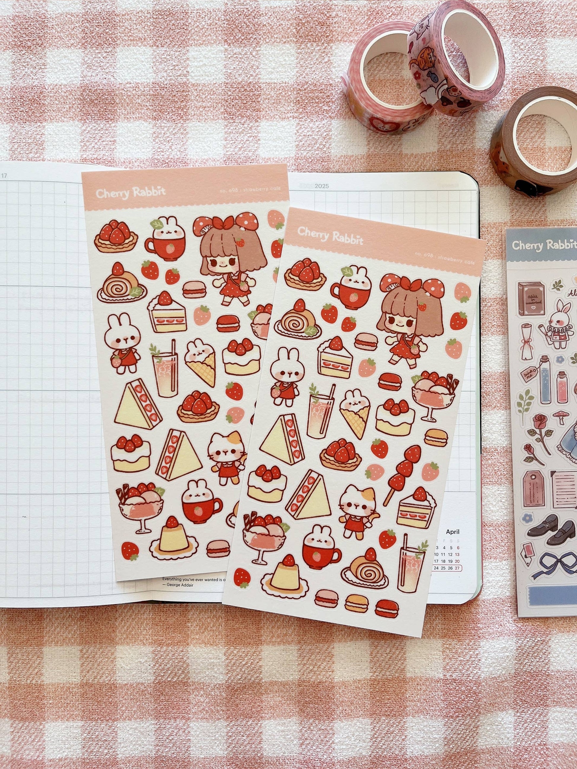Strawberry Cafe Sticker Sheet no.098 by Cherry Rabbit | Papertail Fox