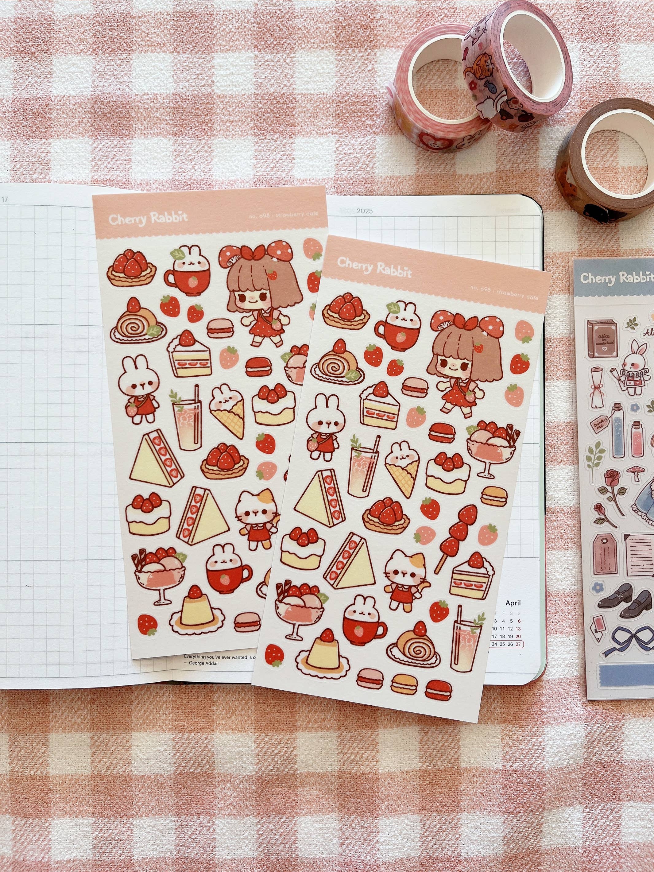 Strawberry Cafe Sticker Sheet no.098 by Cherry Rabbit | Papertail Fox