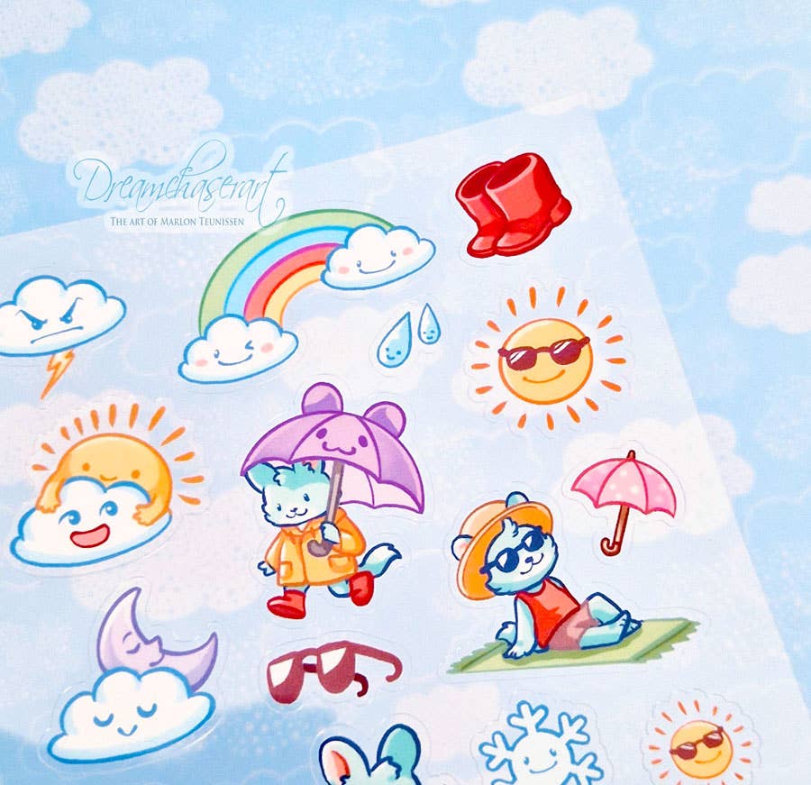 Cloudy Cuties Clear Sticker Sheet | Dreamchaserart