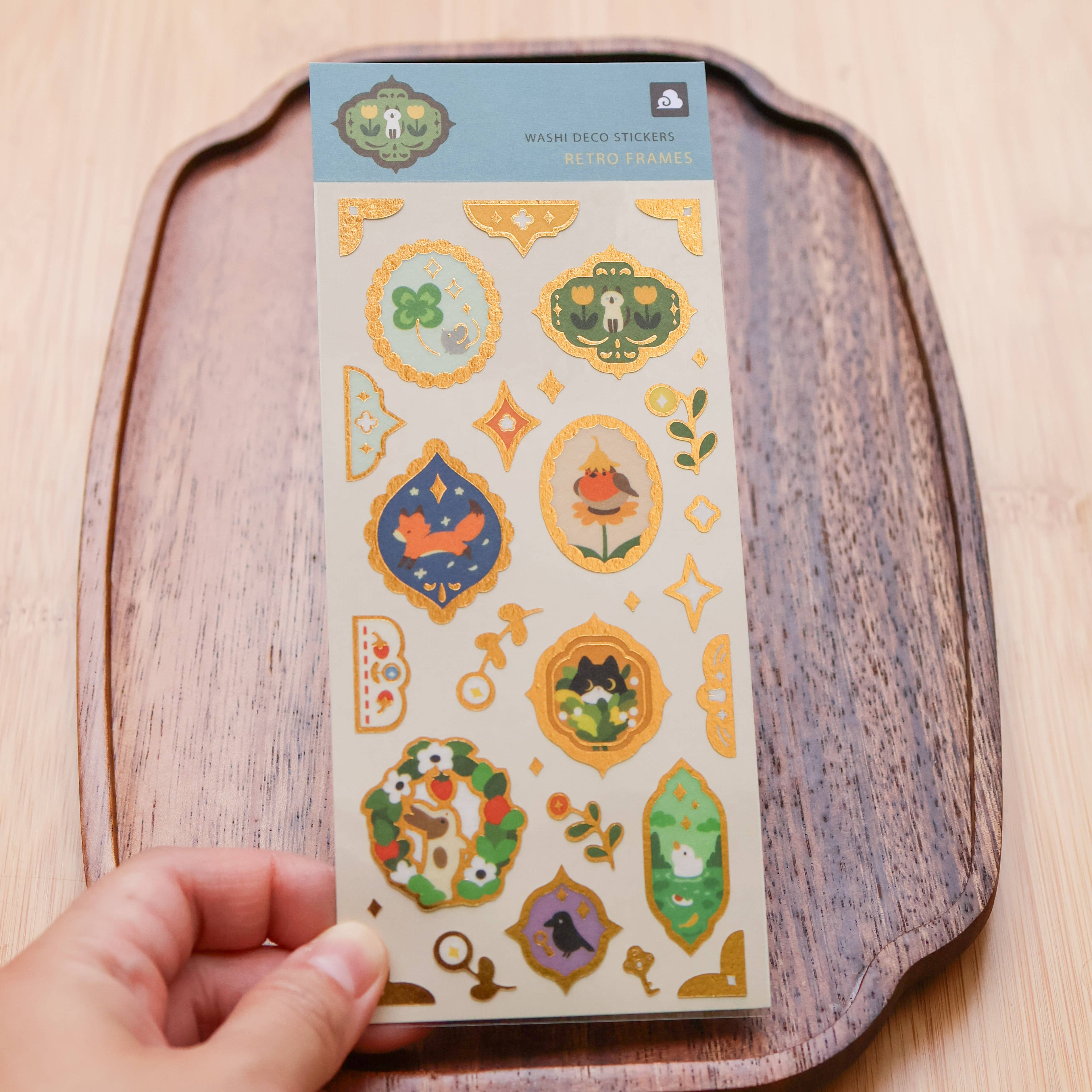 Thousand Skies Retro Frames (Gold Foil) Sticker Sheet - Foil Accents Cute for Journaling