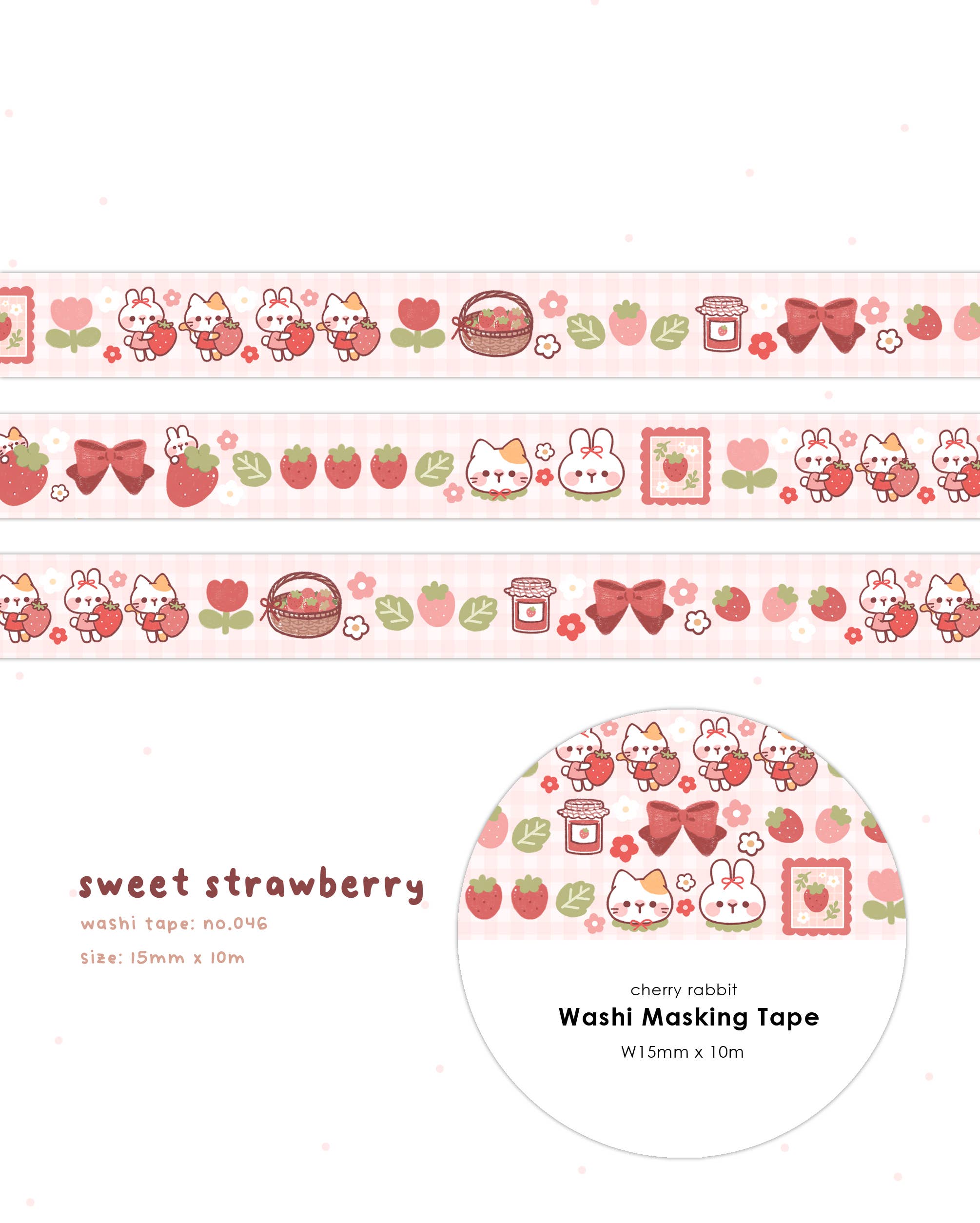 Sweet Strawberry Washi Tape by Cherry Rabbit | Papertail Fox