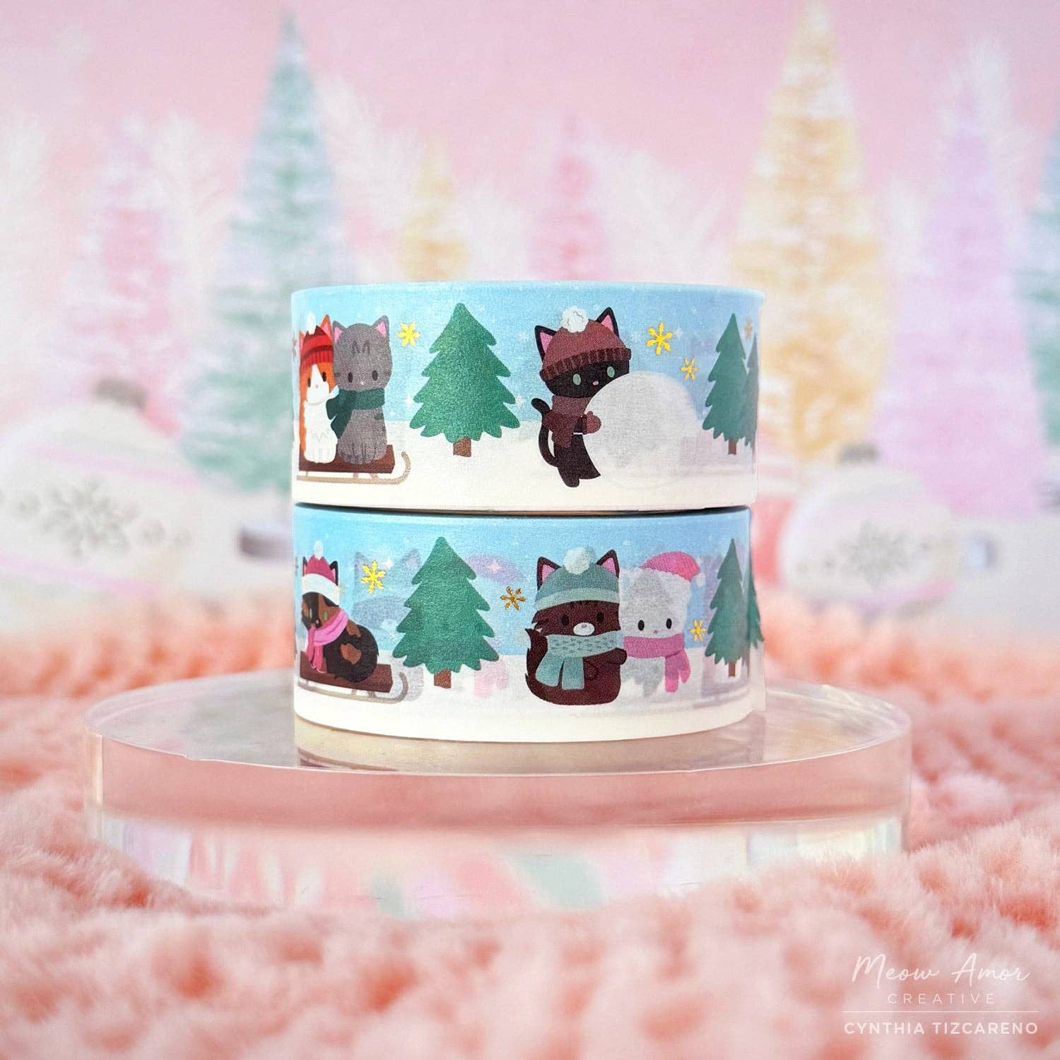 Winter Cats Gold Foil Washi Tape by Meow Amor Creative | Papertail Fox