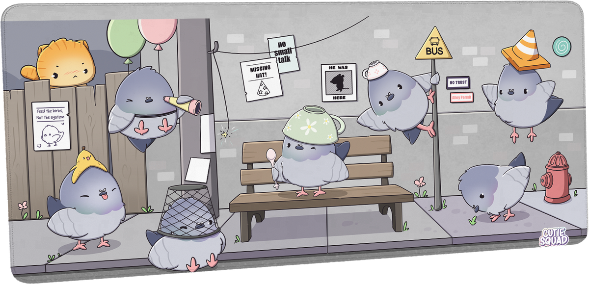 Pigeon Kawaii Deskmat by CutieSquad | Papertail Fox