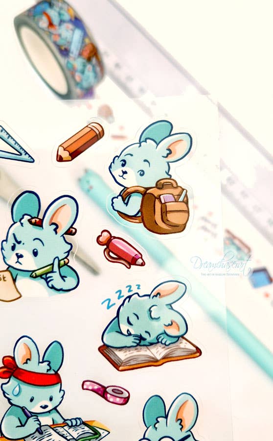 Study Buddy Clear Sticker Sheet | Dreamchaserart