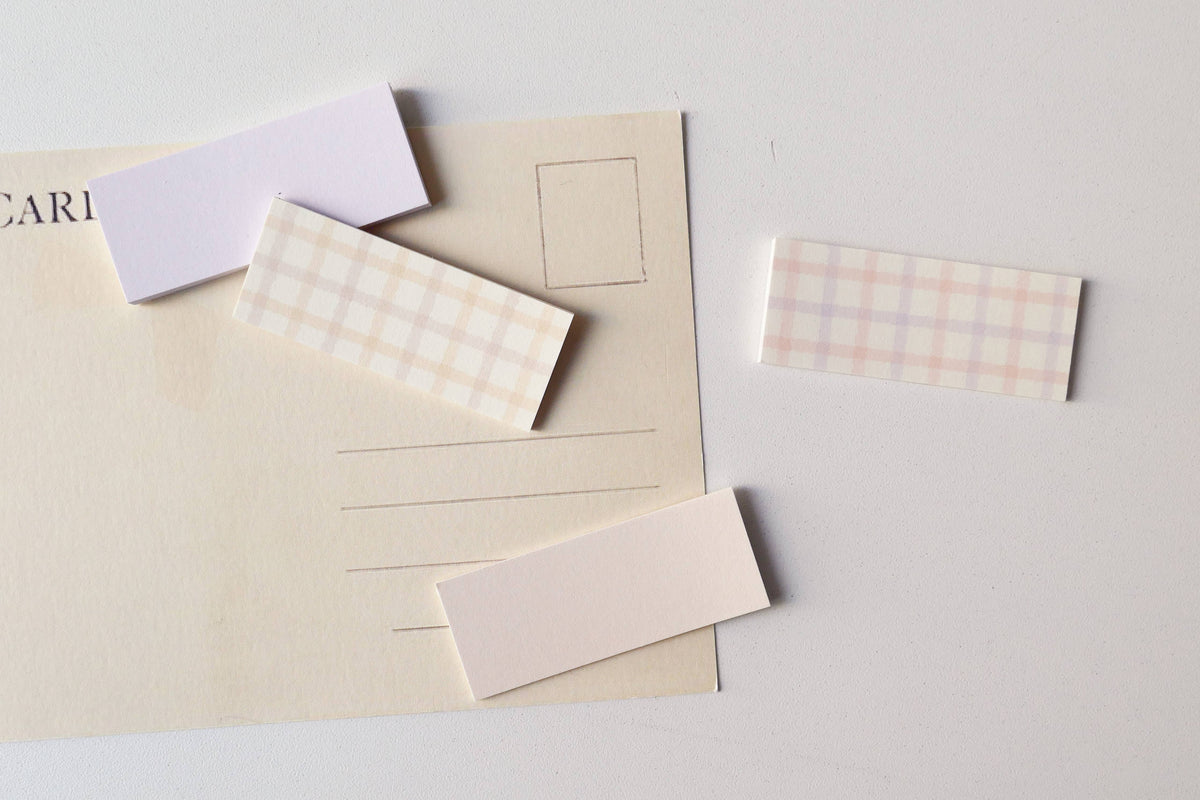 Peach Plaid 4 Pad Sticky Memo Set | Suatelier