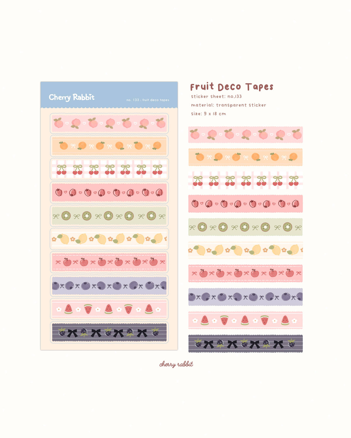 Fruit Deco Tapes Sticker Sheet no.133 by Cherry Rabbit | Papertail Fox