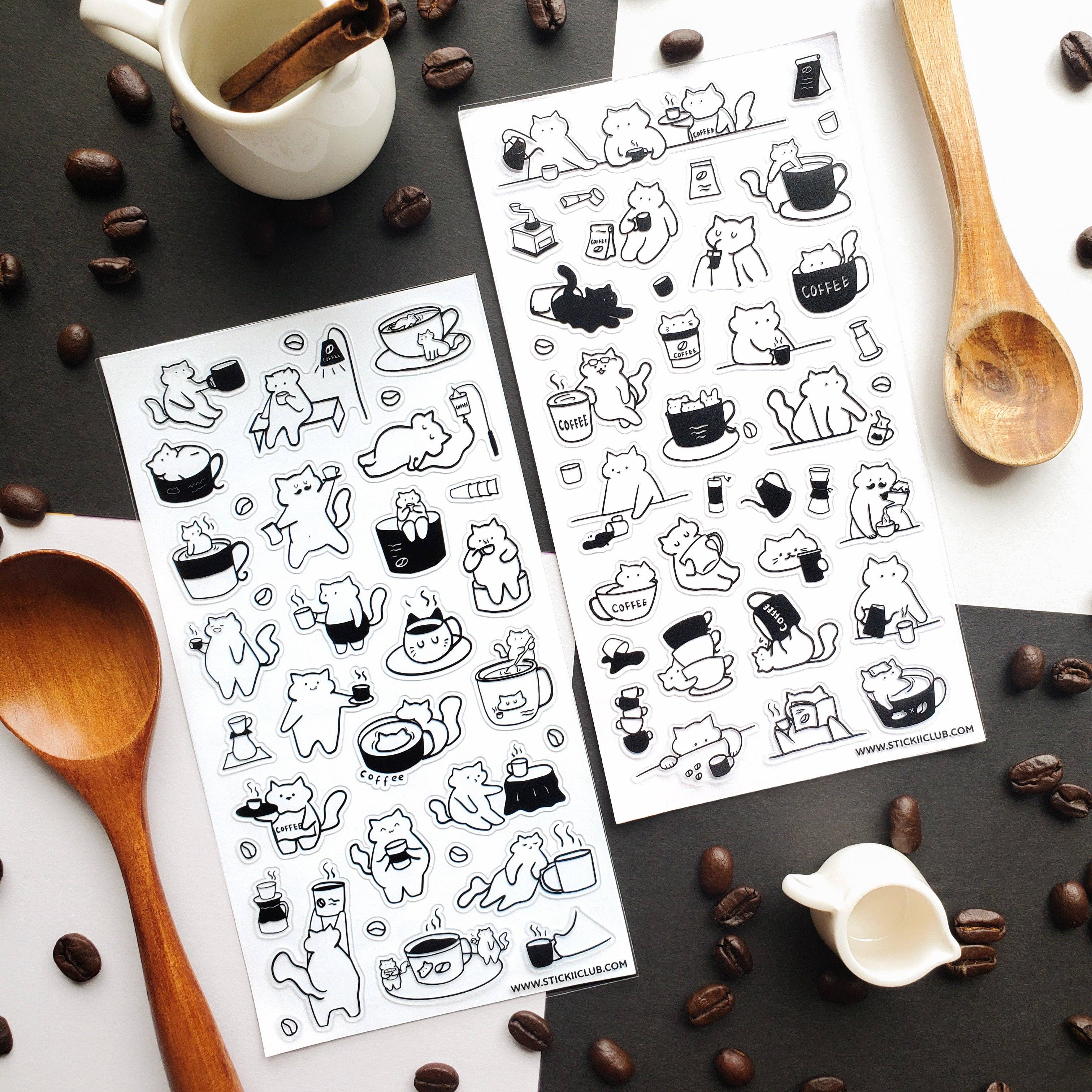 Caffeine Cats 2 Sticker Sheet | Stickii