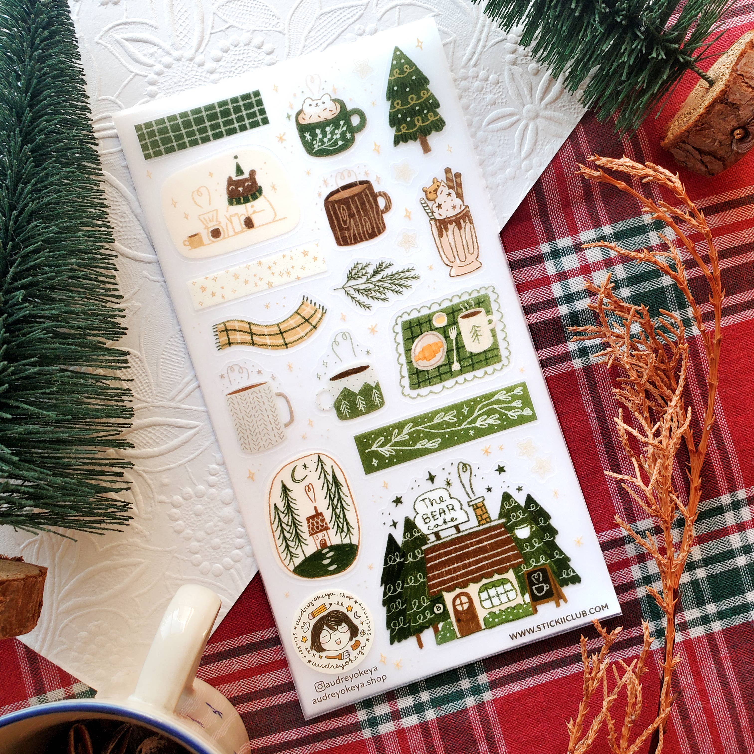 Winter Bear Cafe Sticker Sheet | Stickii