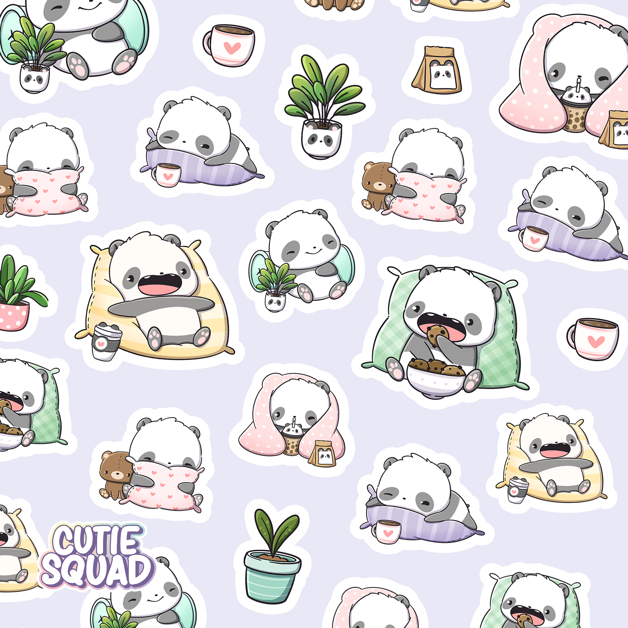 Sleepy Panda Sticker Sheet | CutieSquad