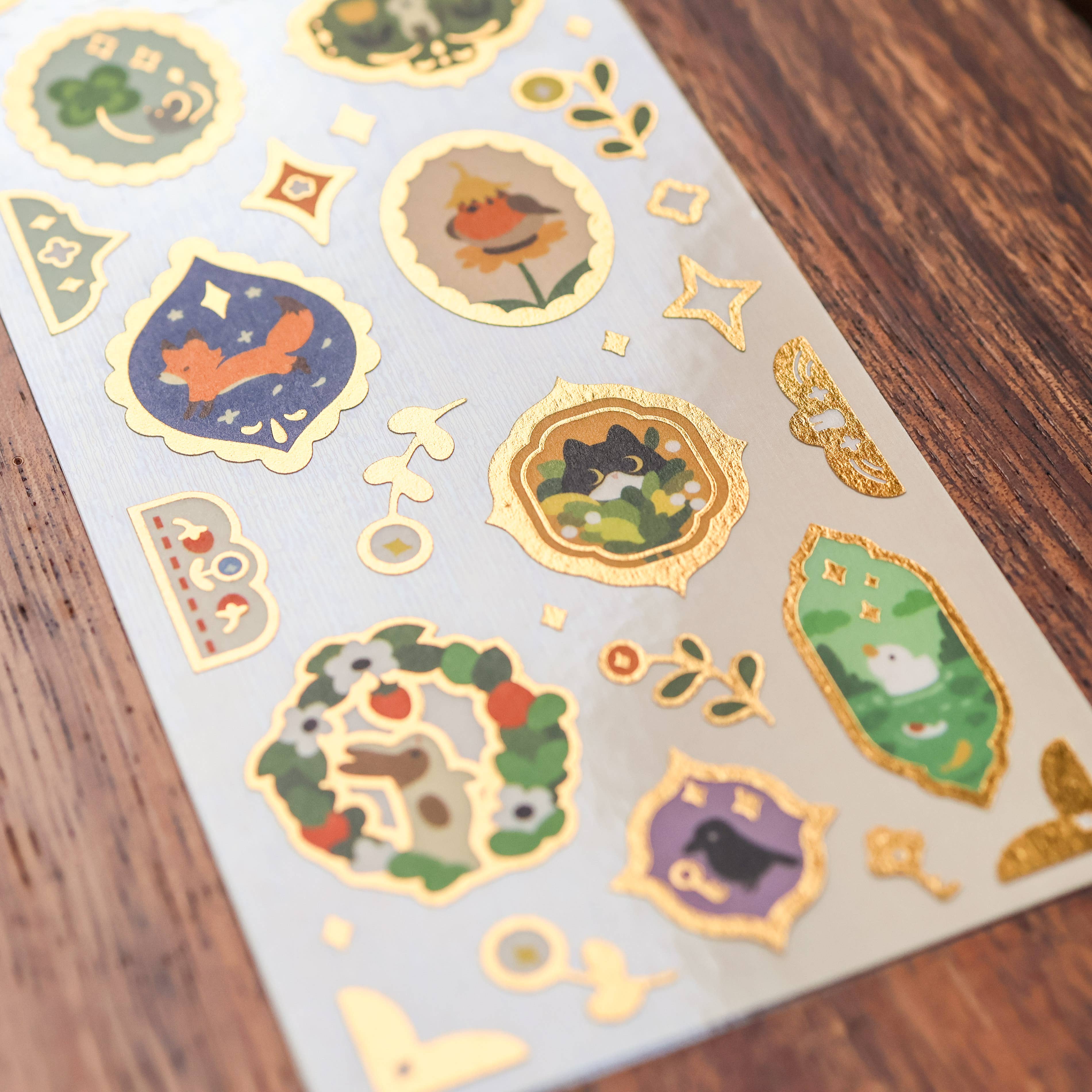 Thousand Skies Retro Frames (Gold Foil) Sticker Sheet - Foil Accents Cute for Journaling