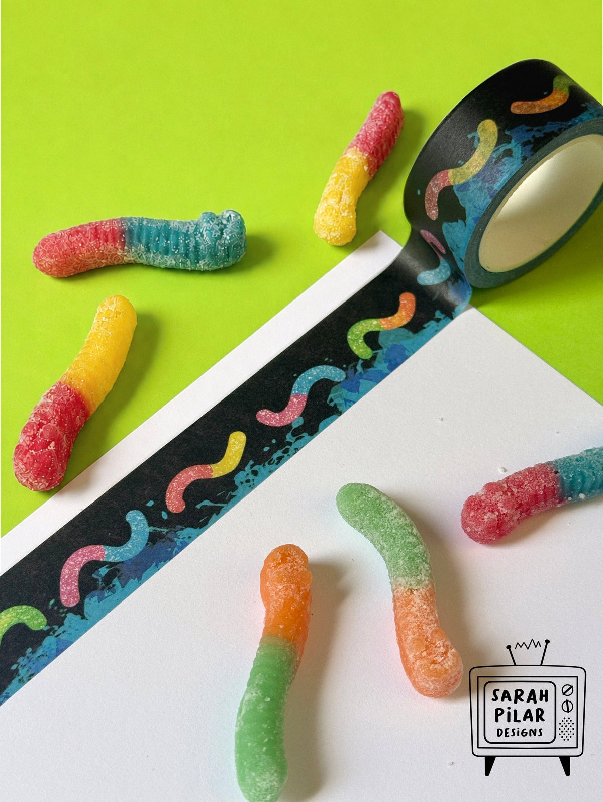 Sour Gummy Worms Washi Tape by Sarah Pilar | Papertail Fox