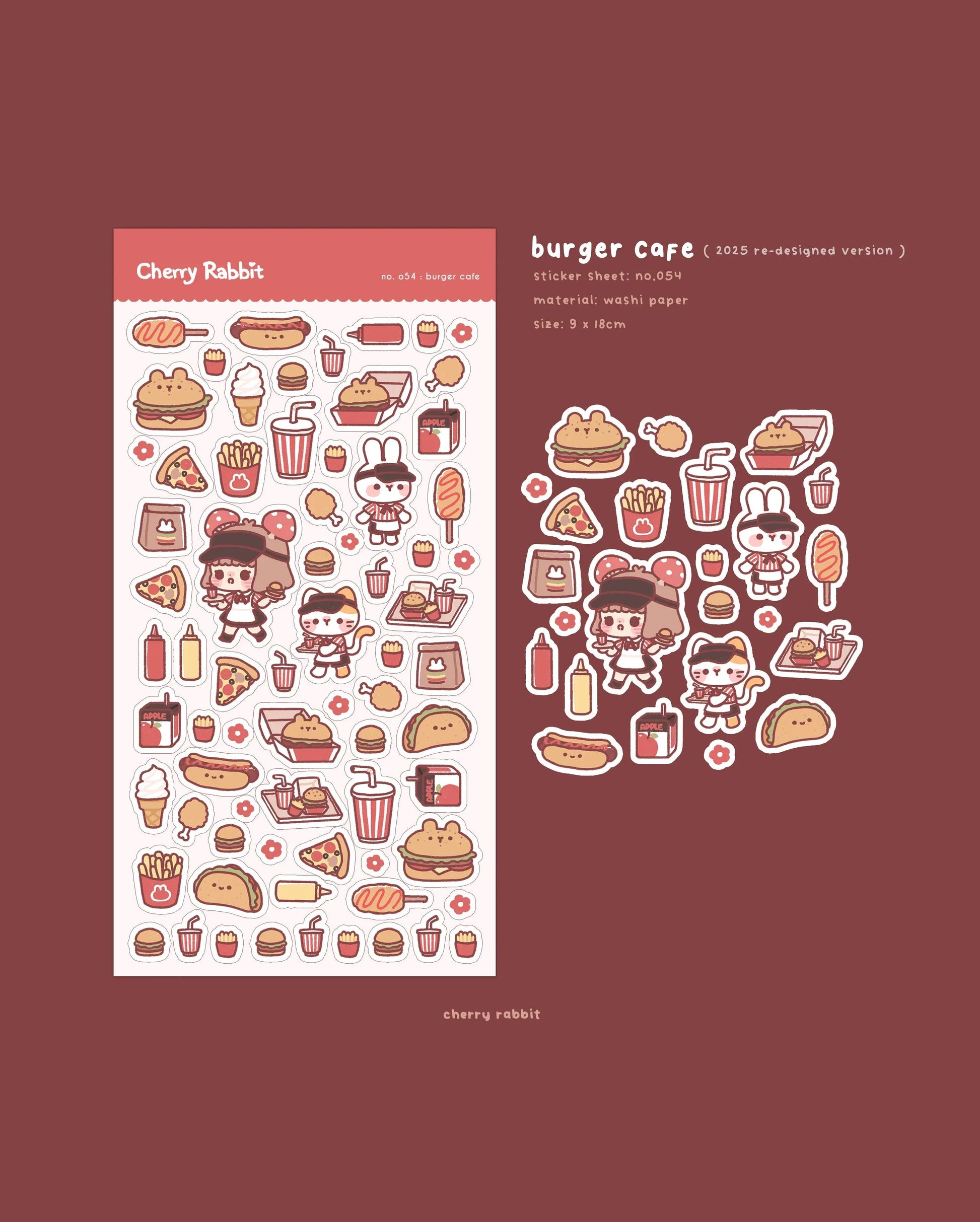 Burger Cafe Sticker Sheet No.054 - Papertail Fox