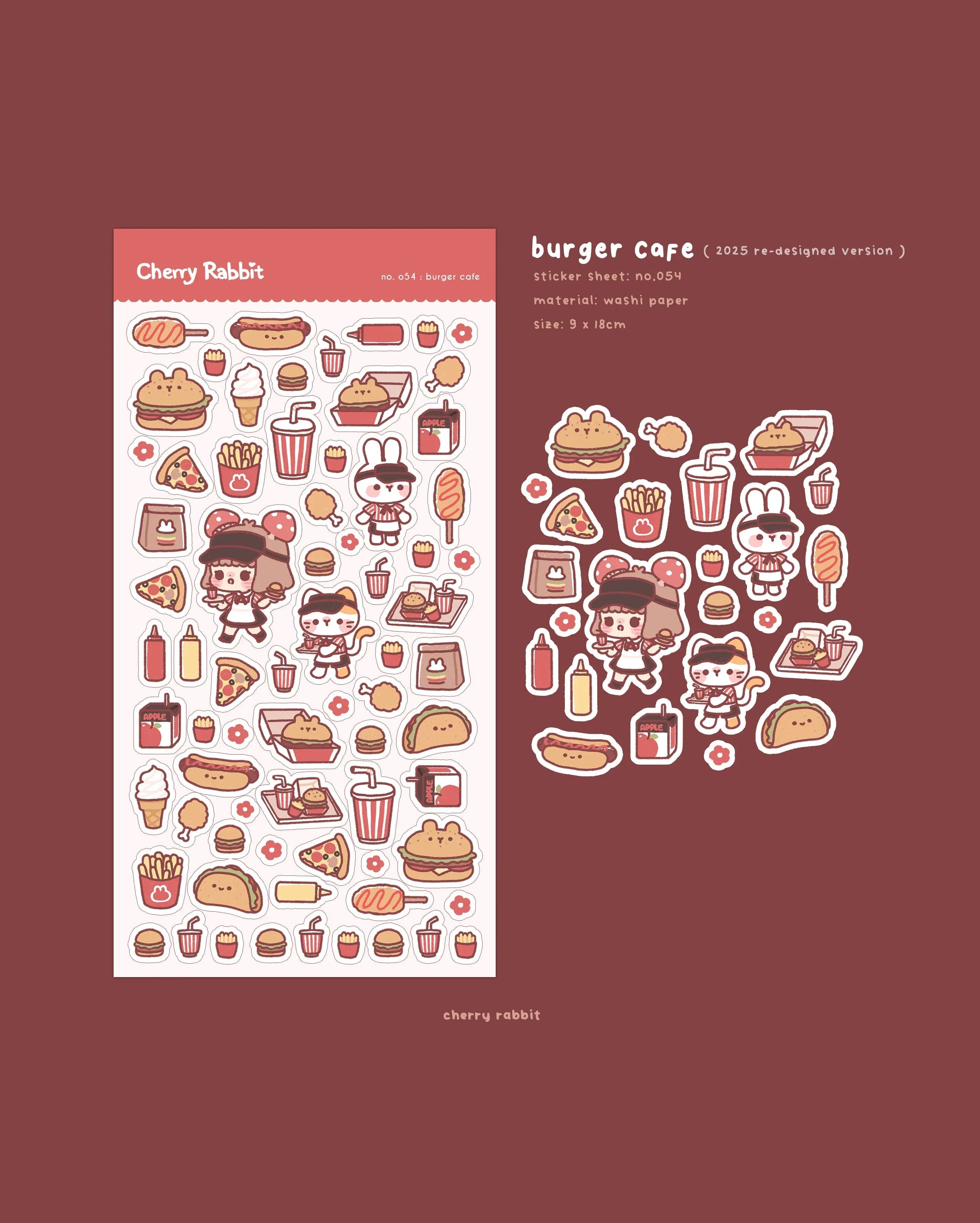 Burger Cafe Sticker Sheet No.054 - Papertail Fox