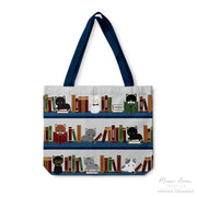 Book Cats Zipper Canvas Tote Bag by Meow Amor Creative | Papertail Fox