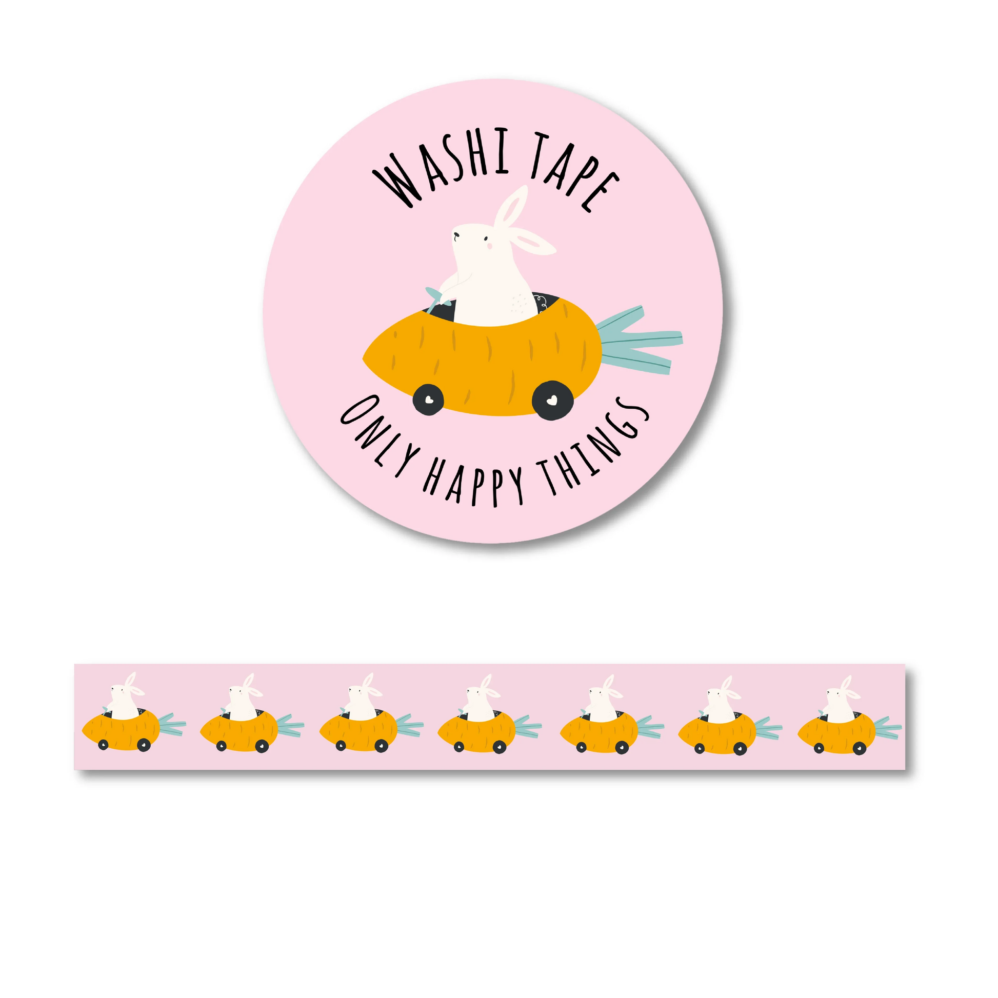 Rabbit Carrot Car Washi Tape | Only Happy Things Stationery - Papertail Fox