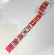 Folk Patchwork Pink & Mint Washi Tape | Kate Mason Artist