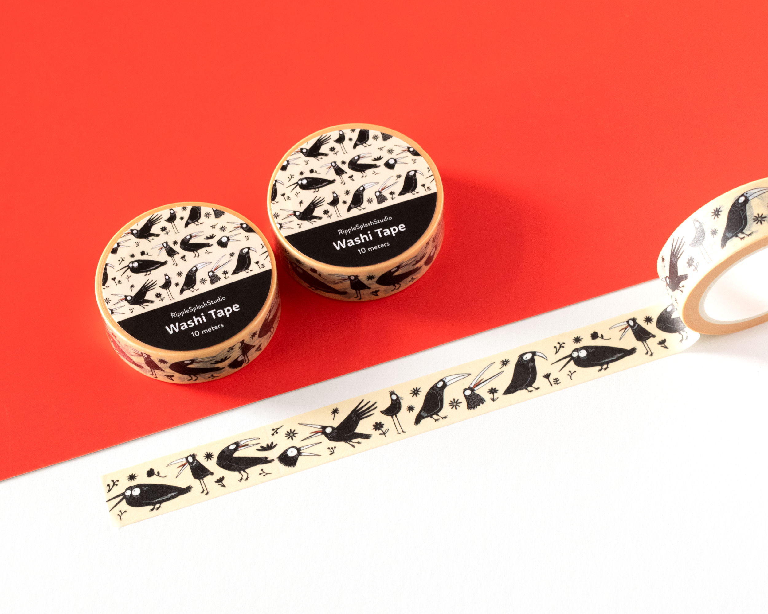 Crow Pattern Washi Tape by RippleSplash Studio | Papertail Fox