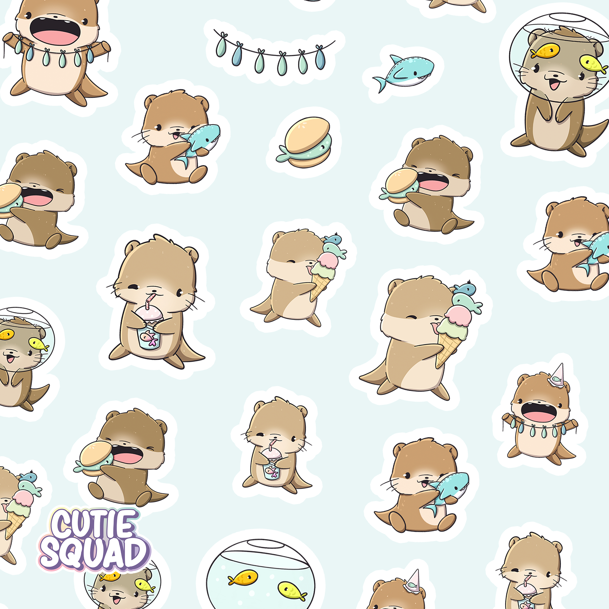 Fishy Otters Sticker Sheet | CutieSquad