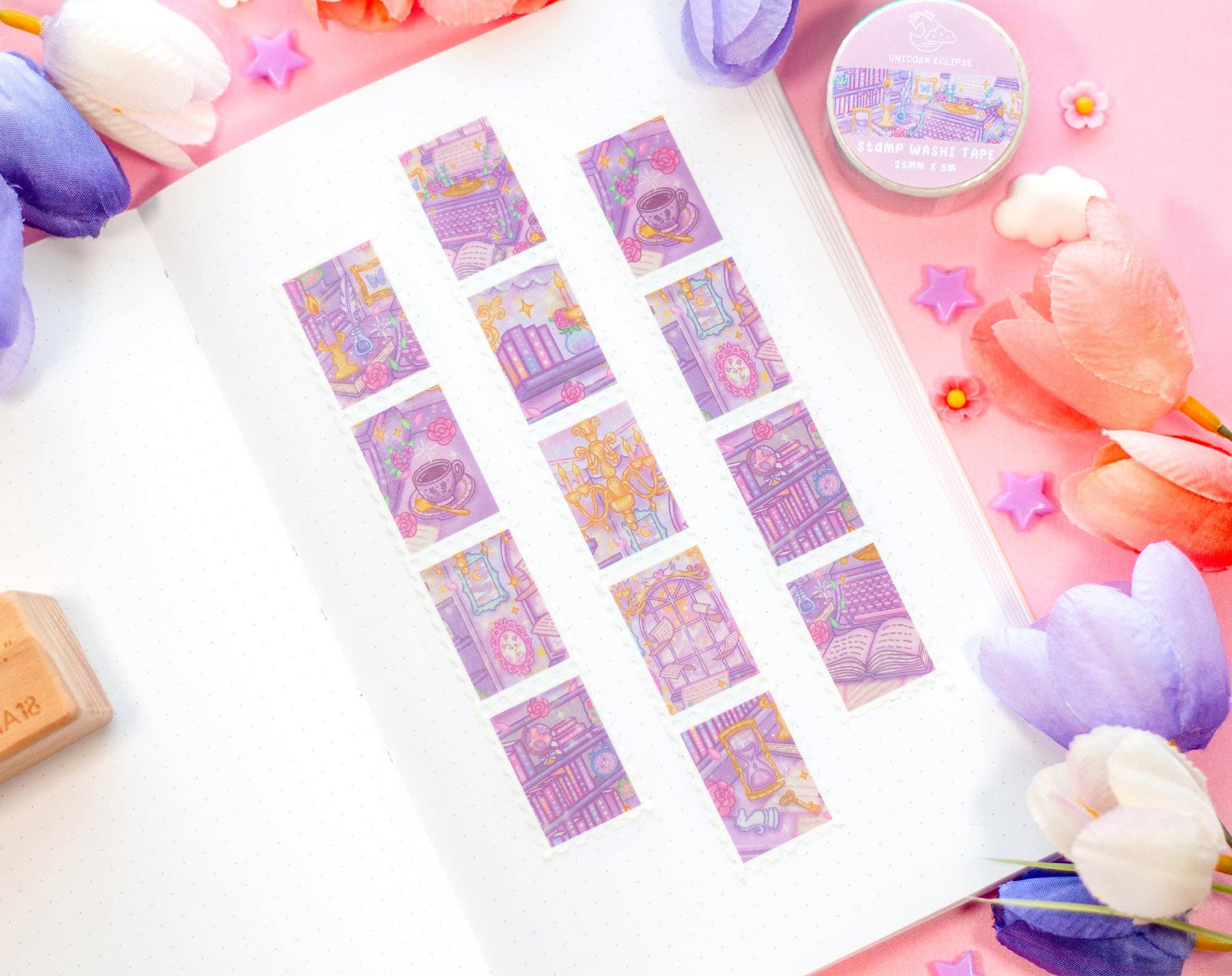 Pastel Academia Stamp Washi Tape