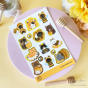 Bee Cats Gold Foil Vinyl Sticker Sheet by Meow Amor Creative | Papertail Fox