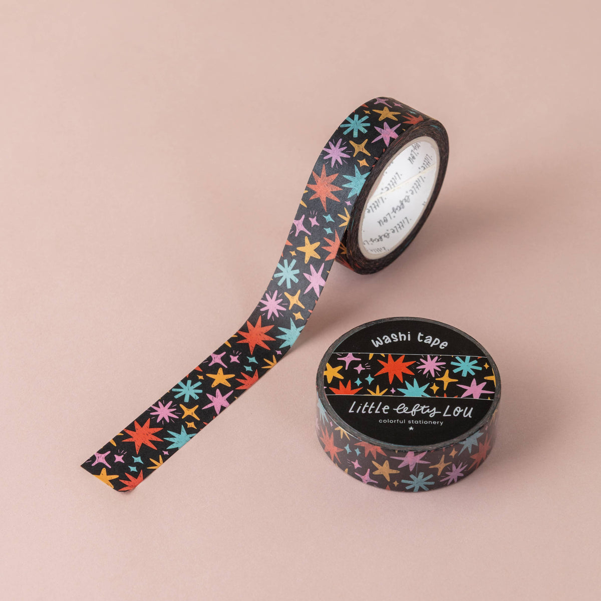 Colorful Stars on Black Washi Tape by Little Lefty Lou | Papertail Fox