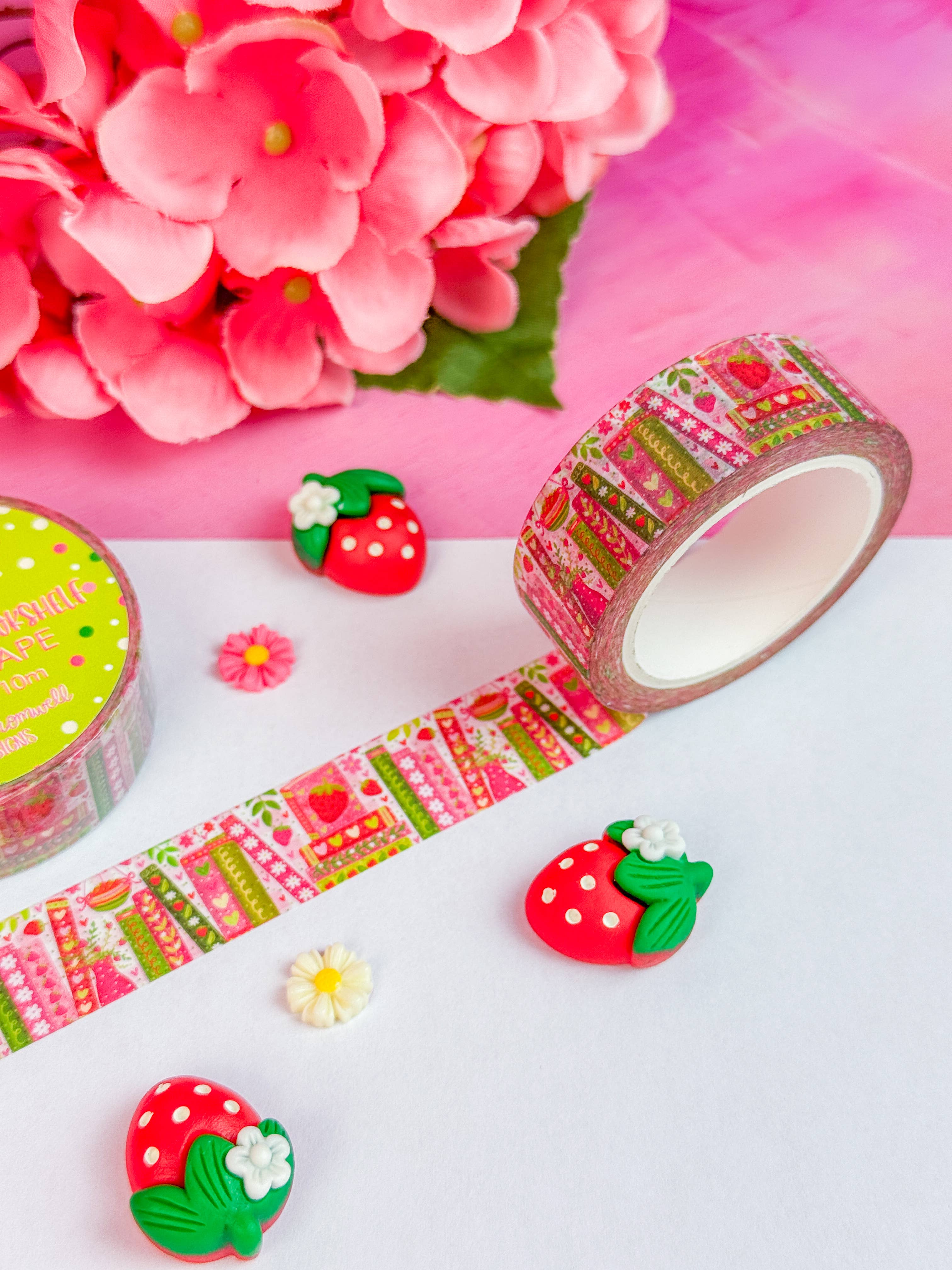 Strawberry Bookshelf Washi Tape | Emily Cromwell Designs